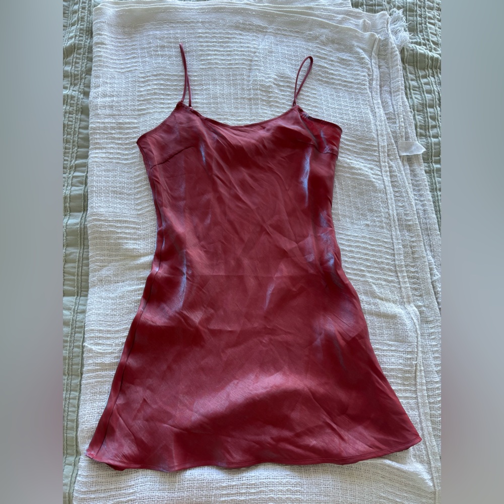 Sleek Red & Pink Satin Slip Dress